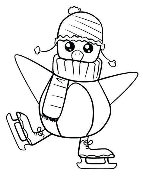 Next post mickey mouse ice skating coloring page. Cute Cartoon Ice Skating Penguin Coloring Page
