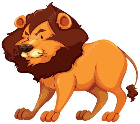 Cute Lion Standing Alone Character Exotic Clipart Vector Character