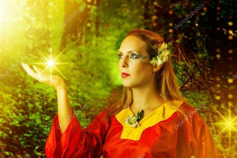 Woman Fairy In Summer Magic Forest — Stock Photo © Katalinks 20150293