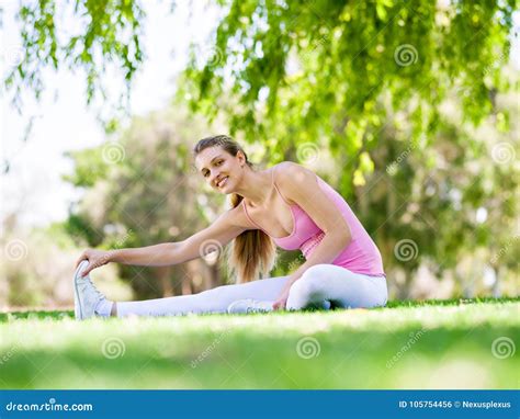 Young Woman Exercising In The Park Stock Photo Image Of Lifestyle