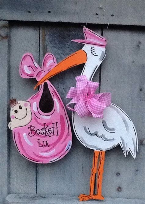 Baby Stork Stork Baby Showers Baby Door Signs Newborn Birth Baby