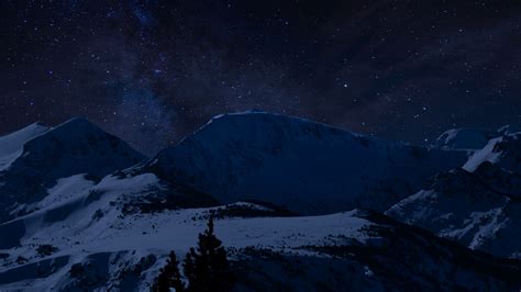 Download Wallpaper 3840x2160 Mountains Starry Sky Night