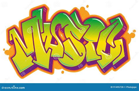 Mot De Musique Dans Le Style De Graffiti Illustration De Vecteur