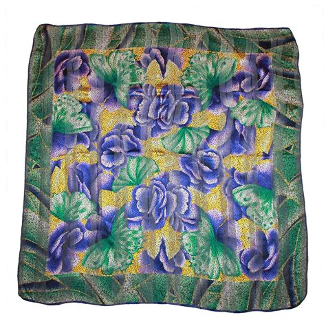Emanuel Ungaro Green Purple And Yellow Floral Silk Shawl From A