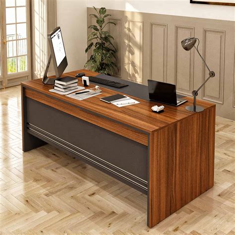 Arya 71 Modern Home And Office Furniture Desk Rustic Brown And Black