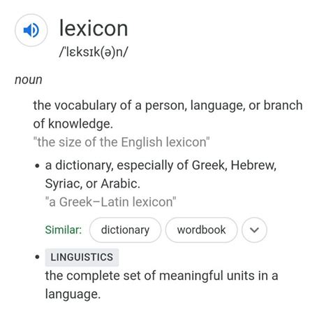 Lexicon Words Vocabulary Nouns