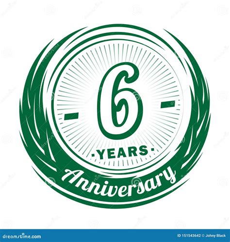 6 Years Anniversary Elegant Anniversary Design 6th Logo Stock Vector