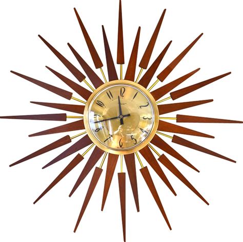 Mid Century Starburst Sunburst Wall Clock By Anstey And Wilson 1960s