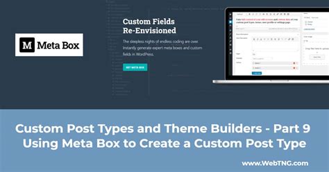 Custom Post Types And Theme Builders Part Using Meta Box To Create A