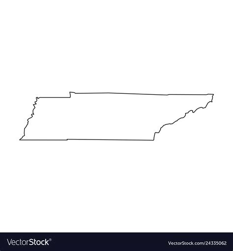 Tennessee State Of Usa Solid Black Outline Map Vector Image