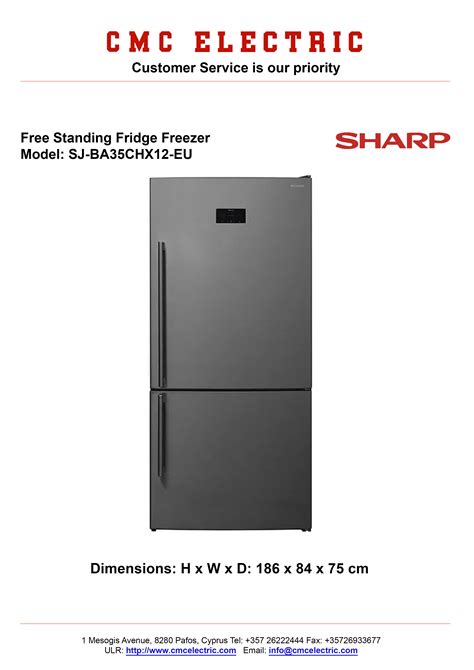 Sharp Sj Ba35chxieeu Free Standing Fridge Freezer 85cm Wide Cmc