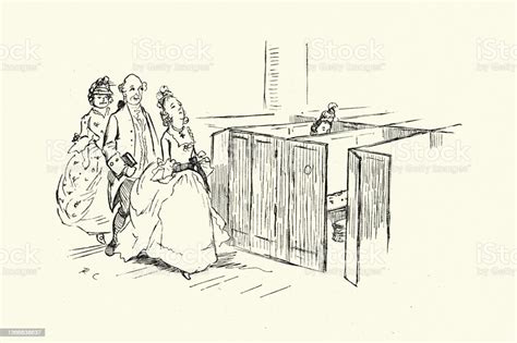 Woman Sleeping In A Church Pew Illustrated By Randolph Caldecott Stock
