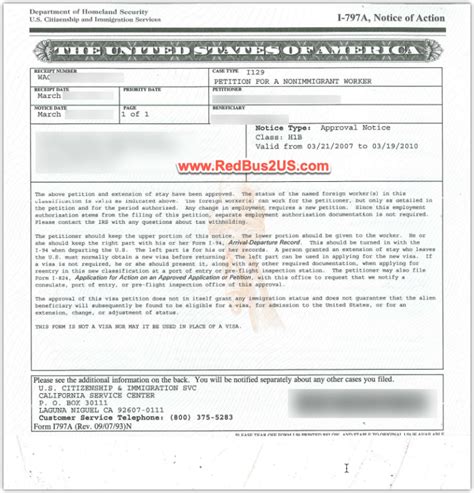 Sample H1b Visa Approval Notice I 797a Fields Meaning 2024