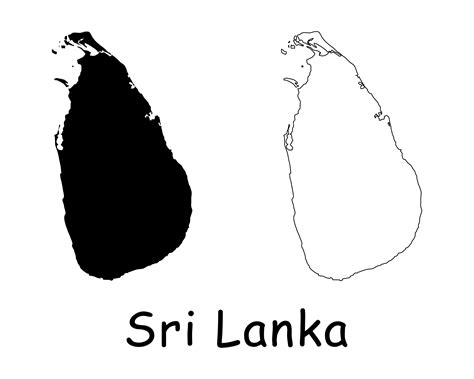 Map Of Sri Lanka Sri Lankan Map Black White Detailed Solid Etsy Uk