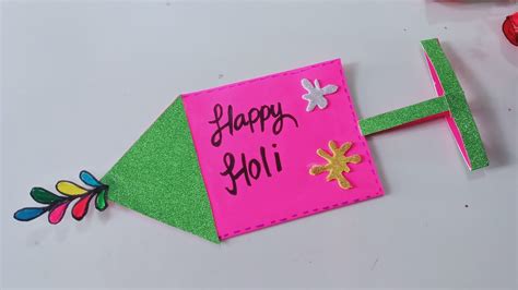 Handmade Holi Greeting Card Holi Craft Ideas Holi Card Making 2020
