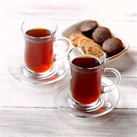 Small Turkish Tea Set 12 Piece Modern Turkish Tea Glasses Saucers Set