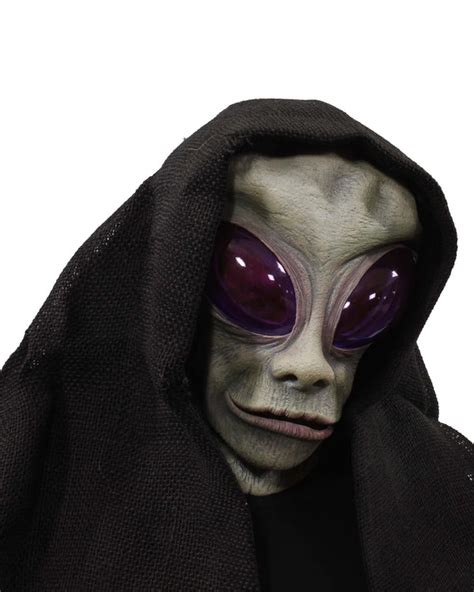 Classic Alien Wide Eyed Hooded Space Character Latex Face Mask With A