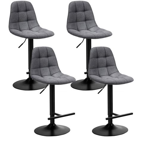 Gymax Set Of 4 Swivel Counter Adjustable Bar Stools Height Linen Chairs