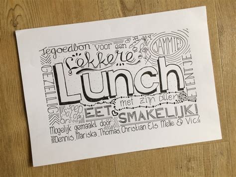 Handletter Tegoedbon Lunch Zelfgemaakte Cadeaubon Krabbel