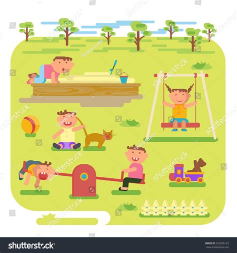 Playground Infographic Elements Vector Flat Illustration Vector Có Sẵn