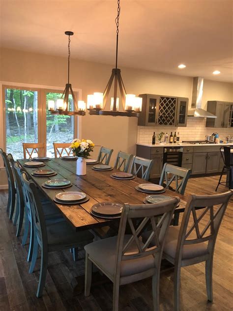 Red mahogany trestle farmhouse table (rustic harvest farmhouse kitchen dinning t. Large Farmhouse Table, Rustic Farm Table, Farmhouse Dining ...