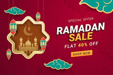 Ramadan Sale Banner Template Background Premium Vector