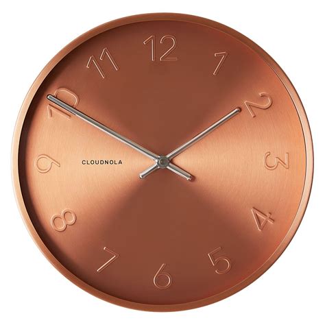 Trusty Brushed Copper Wall Clock 30 X 30cm Featuring Embossed