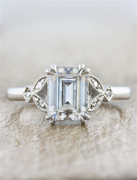 Typically, diamond prices are dictated by their shape. Greer: Emerald Diamond Vintage Inspired Engagement Ring ...