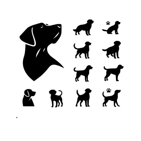 Premium Vector Silhouette Solid Vector Icon Set Of Dog Breeds Canine