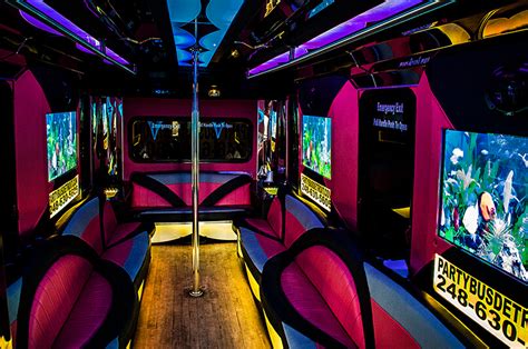 24 Passenger Pink Party Bus Detroit Party Bus