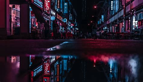 Add some good old city life to your desktop today. 1336x768 Asia Neon City Lights Reflections Laptop HD HD 4k ...