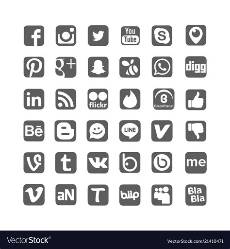 Social Media Icons Royalty Free Vector Image Vectorstock