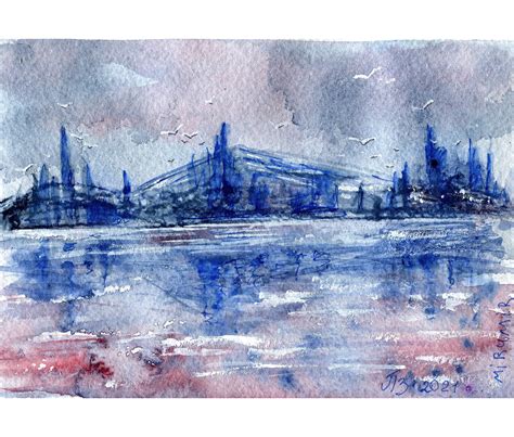 Semi Abstract Watercolor Painting Abstract Landscape Art 48 Etsy