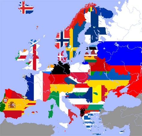 Linguistic Map Of Europe With Flags Representing Maps On The Web
