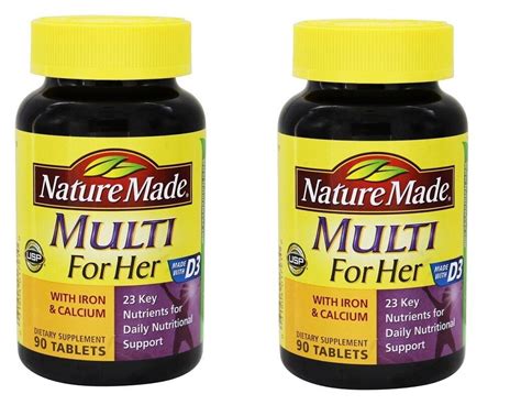 Nature Made Multi For Her With Iron And Calcium 90 Tablets 2 Pack
