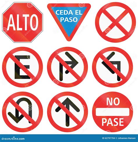 Regulatory Road Signs In Mexico Stock Illustration Illustration Of