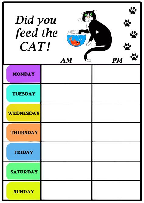 Cat Feeding Chart ‘did You Feed The Cat ‘ Unique Dry Wipe Flexible