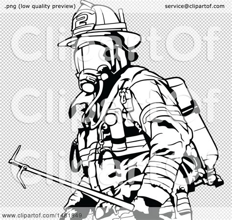 Clipart Of A Fireman Royalty Free Vector Illustration By Dero 1481849