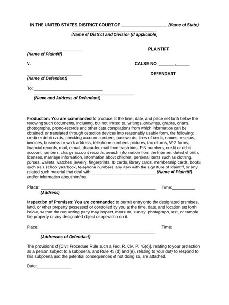 Subpoena Template Word Fill Out And Sign Online Dochub