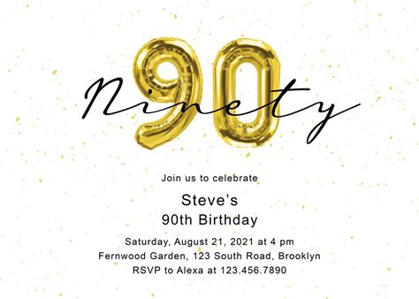 Custom Printable 90th Birthday Invitation Downloadable 90th Birthday