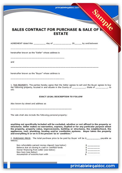Standard forms of contract for building works. Free Printable Contract To Sell On Land Contract Form ...