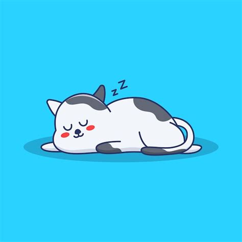 Premium Vector Cute Cat Sleeping Illustration In Flat Design