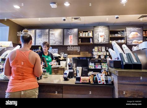 Florida,South,Ormond Beach,Starbucks Coffee,interior inside,counter