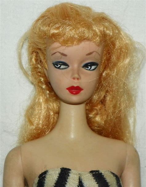 Vintage Barbie Doll Blonde Ponytail Straight Legged Arched Eyebrows