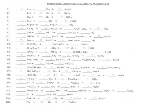 Chemical reactions 8.3 balancing chemical equations balancing suggestions : Balancing Chemical Equations Worksheet Answer Key Pdf ...
