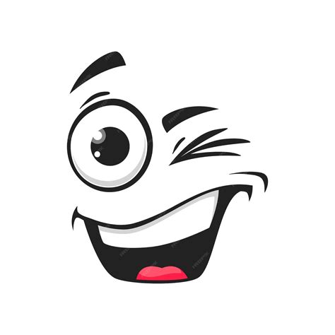 Cara Sonriente De Dibujos Animados Con Ojo De Guiño Emoji De Parpadeo