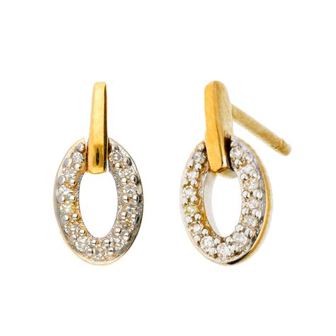 Ct Yellow Gold Diamond Drop Earrings Buy Online Free And Fast Uk