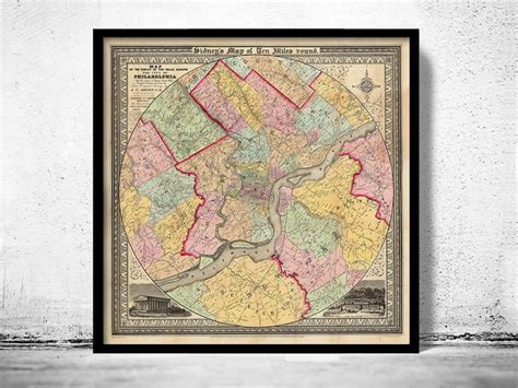 Old Map Of Philadelphia And Environs 1847 Old Map Prints Vintage