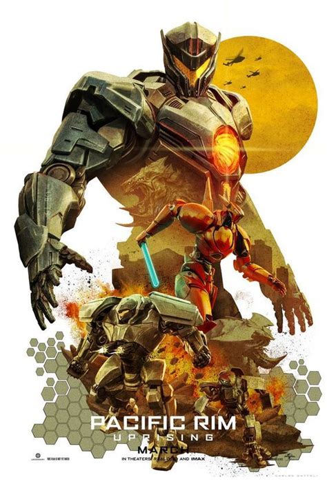 The Poster For Pacific Rim Is Shown With An Image Of A Robot Standing
