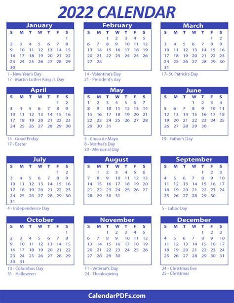 Monthly 2022 Printable Calendar One Page Calendar 2022 Printable One